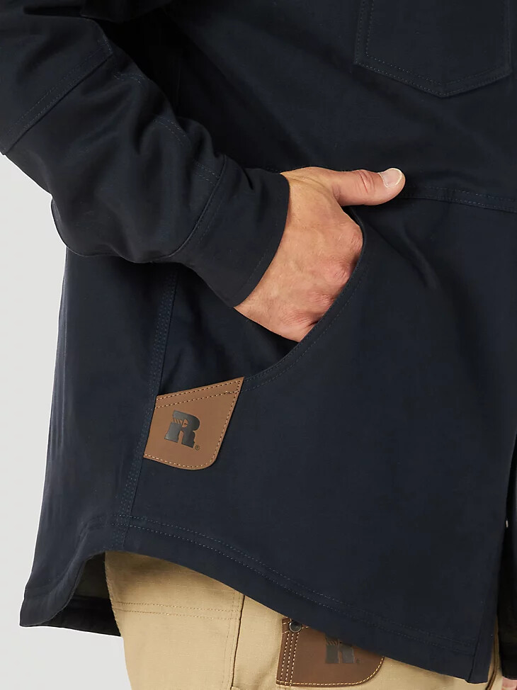 wrangler riggs workwear robuste arbeitsjacke mit fleecefutter dunkelblau