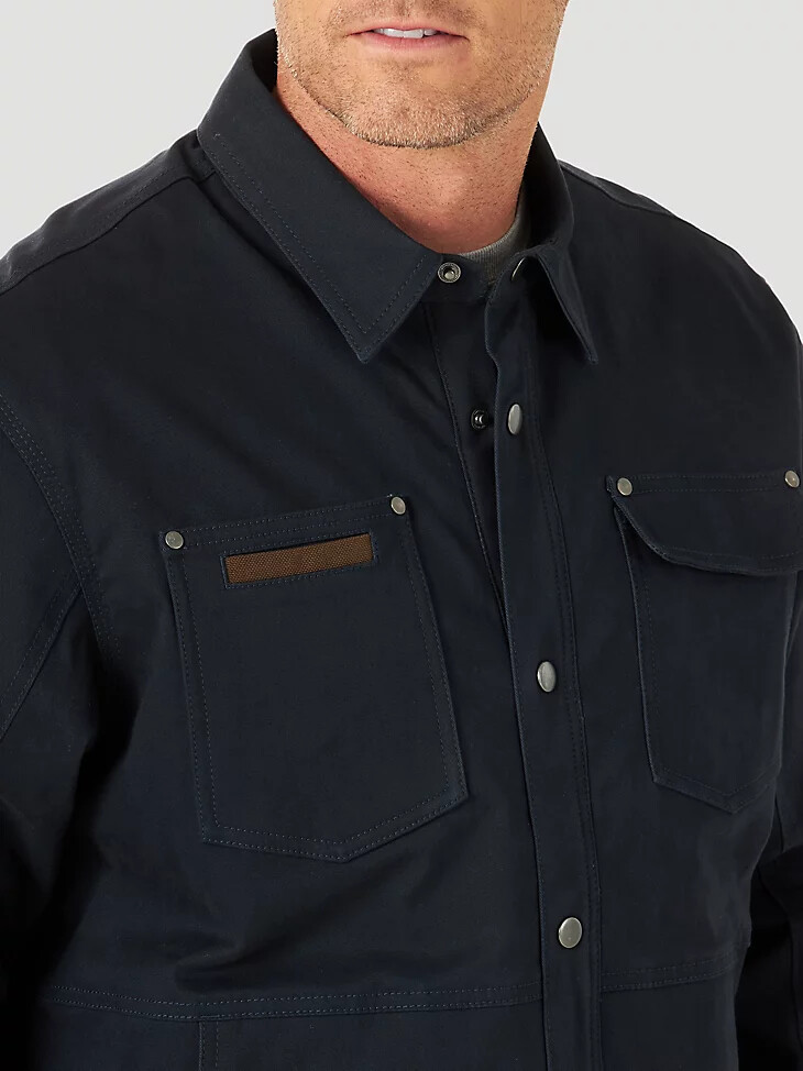 wrangler riggs workwear robuste arbeitsjacke mit fleecefutter dunkelblau