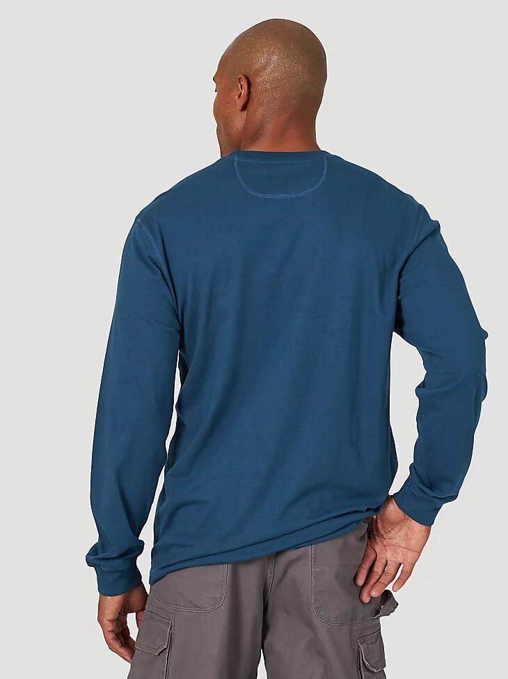 wrangler riggs workwear langarm-performance-t-shirt mit einer tasche oxfordblau