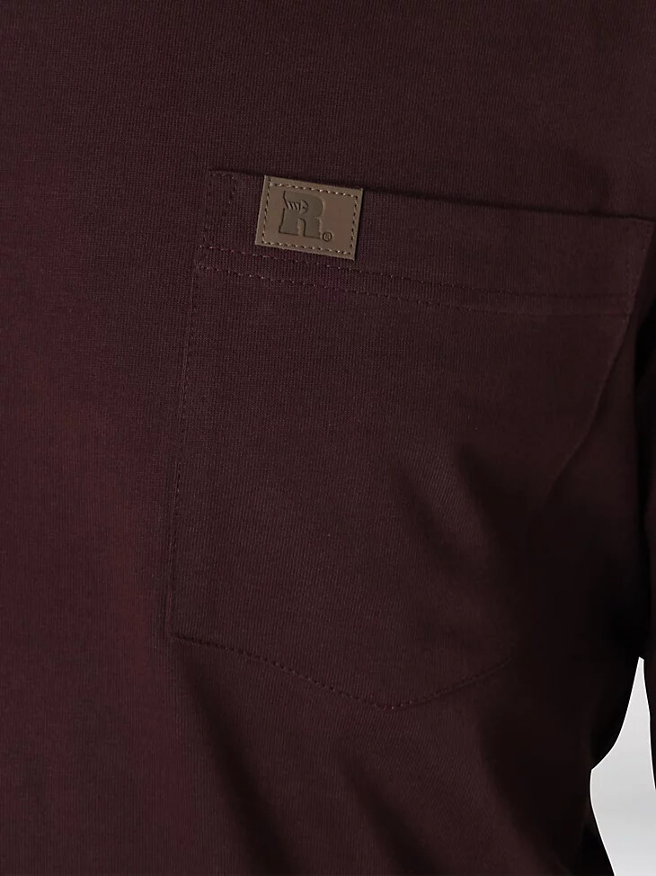 wrangler riggs workwear langarm-t-shirt mit tasche bordeauxrot