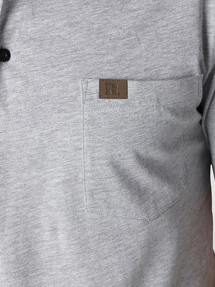 wrangler riggs workwear kurzarm-henley-shirt in aschgrau meliert