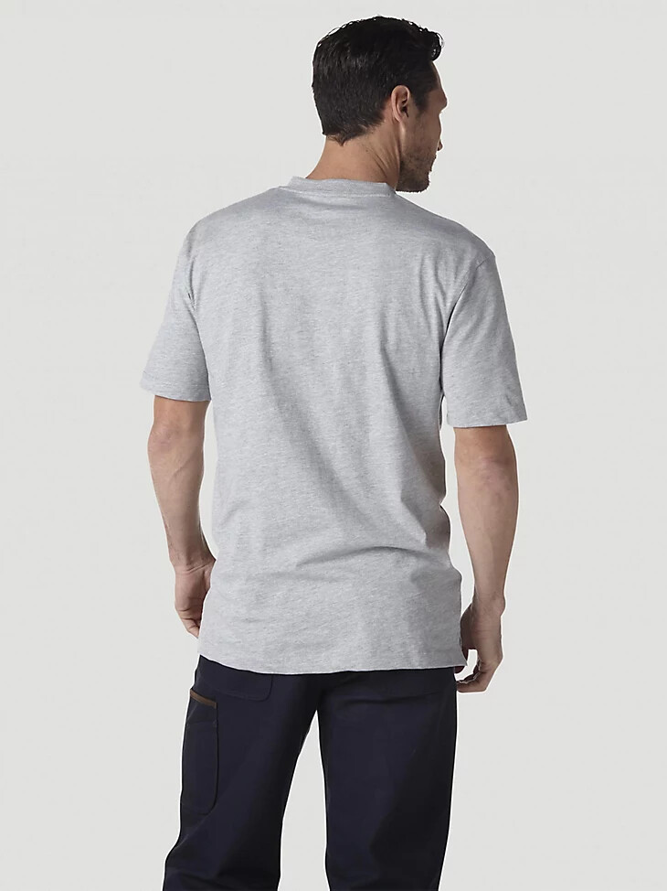 wrangler riggs workwear kurzarm-henley-shirt in aschgrau meliert