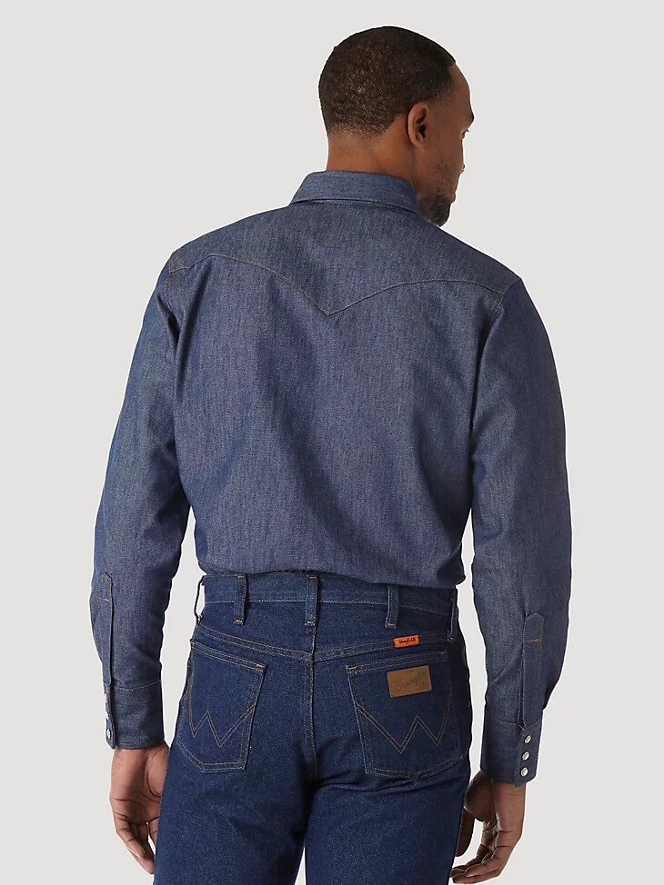 wrangler fr flammenhemmendes langarm-arbeitshemd aus denim