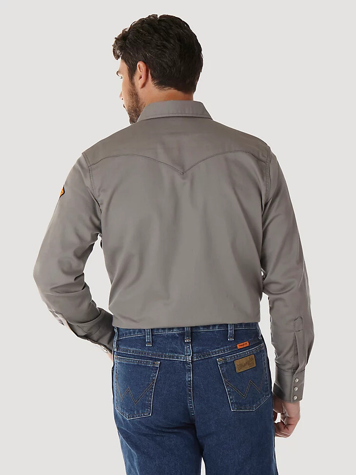 wrangler fr flammhemmendes langarmshirt einfarbig anthrazit