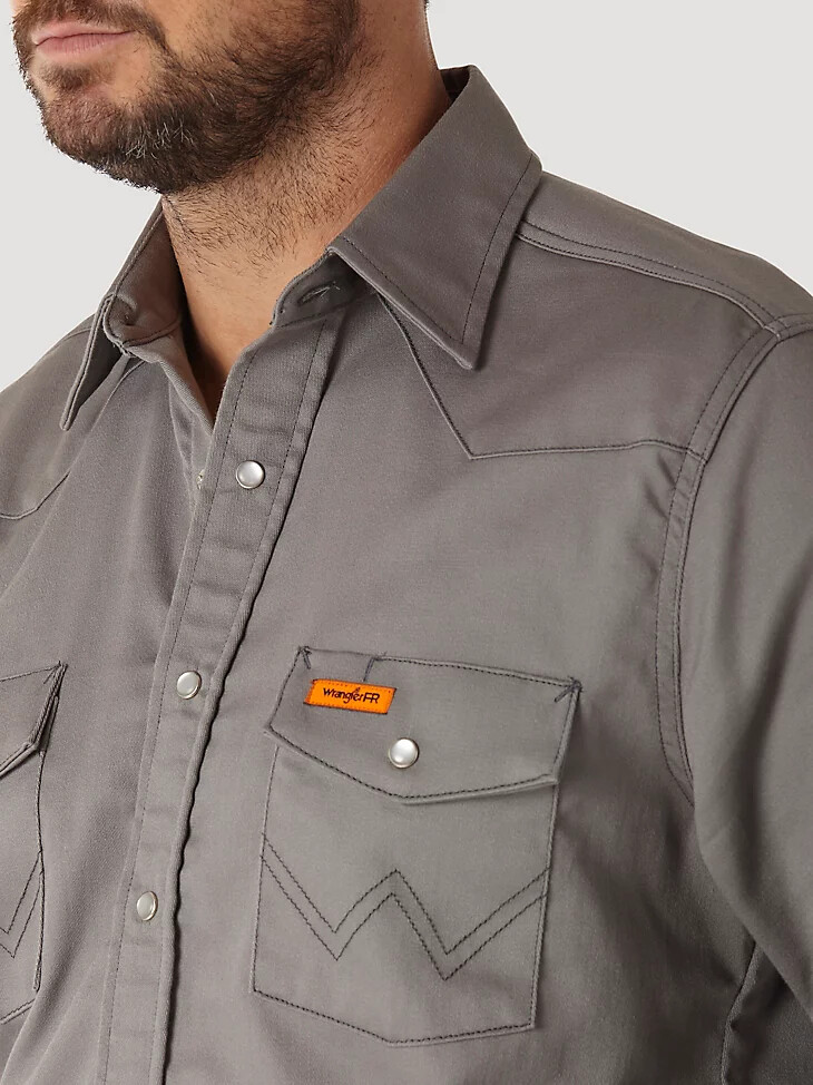wrangler fr flammhemmendes langarmshirt einfarbig anthrazit