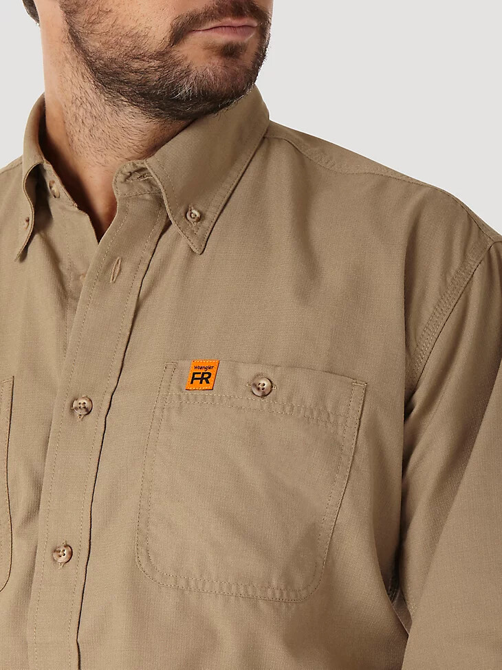 wrangler fr flammhemmendes riggs twill arbeitshemd khaki