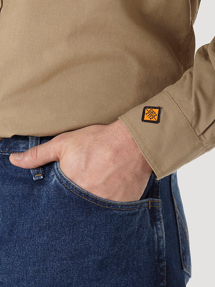 wrangler fr flammhemmendes riggs twill arbeitshemd khaki