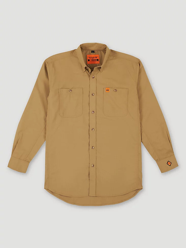 wrangler fr flammhemmendes riggs twill arbeitshemd khaki