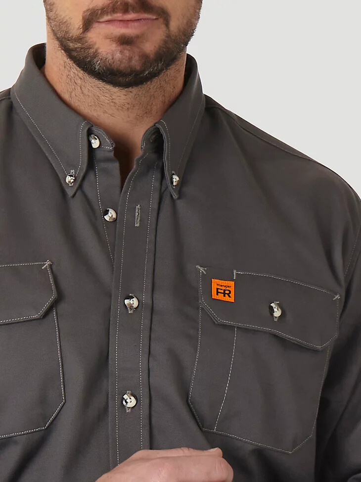 wrangler fr flammenhemmendes riggs arbeitshemd schiefergrau