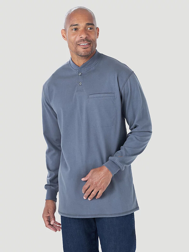 wrangler fr flammenhemmendes langarm-henley-shirt leicht castle rock