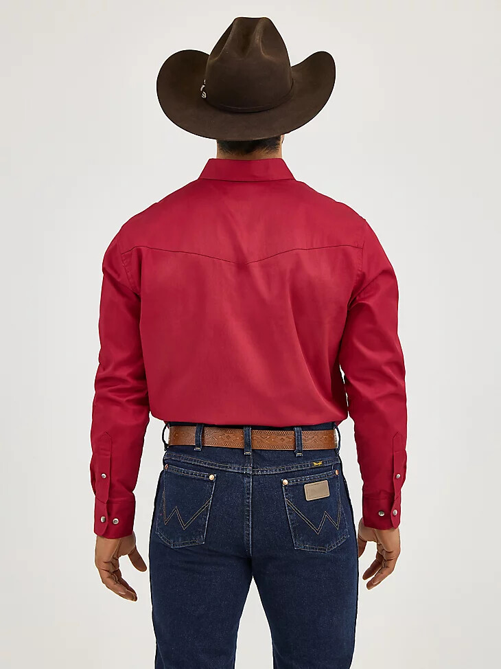 painted desert langarmhemd aus leichtem einfarbigem twill rot