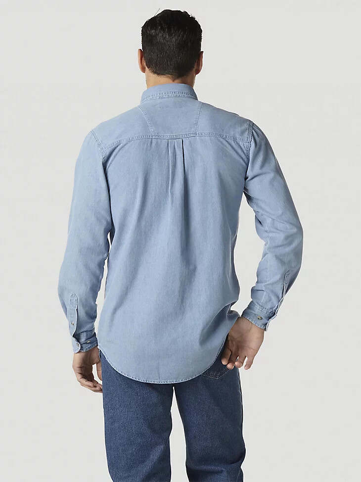 wrangler rugged wear denim basic shirt stonewash