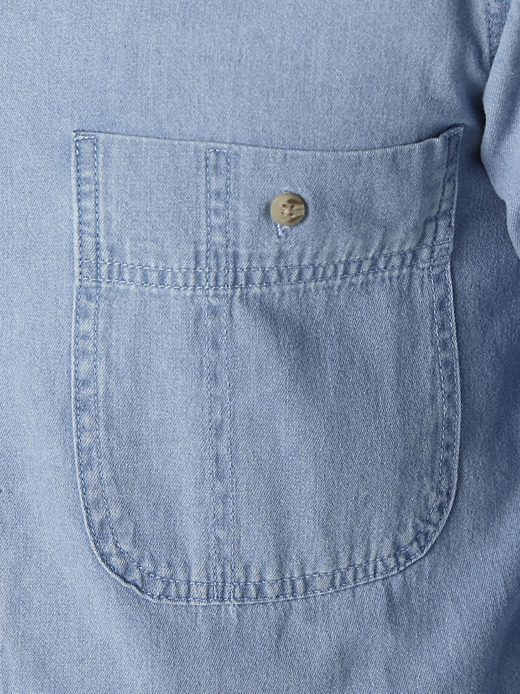 wrangler rugged wear denim basic shirt stonewash