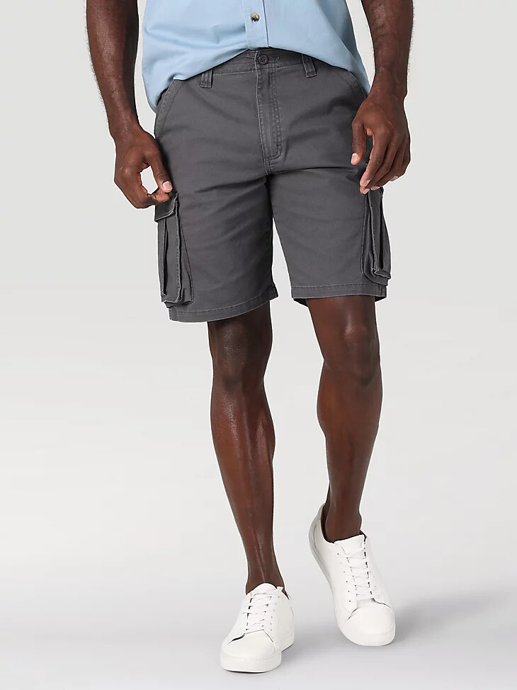 herren stretch-cargo-shorts mit fischgrätmuster asphalt