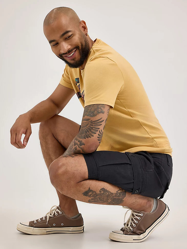 herren stretch ripstop cargo short caviar