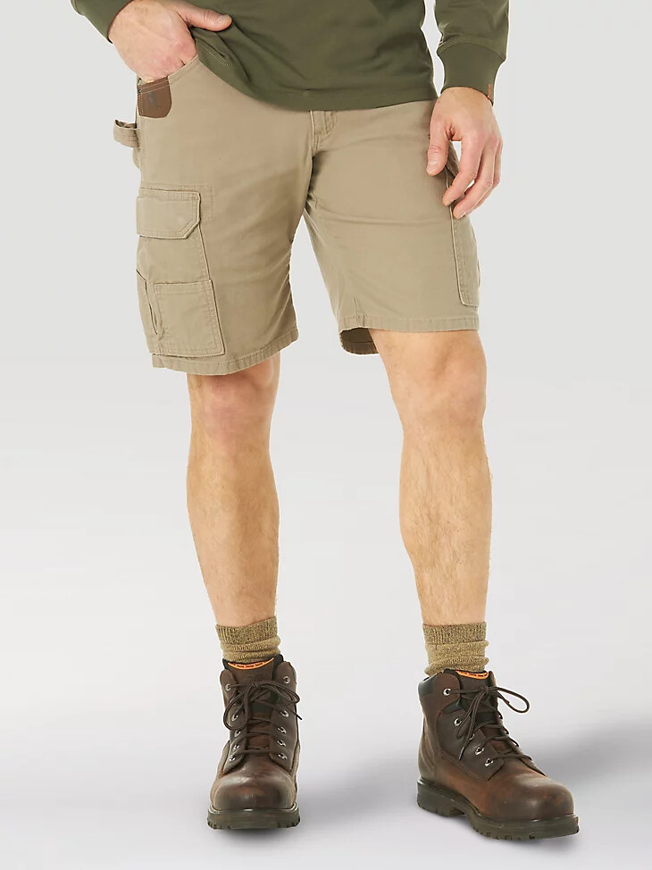 wrangler riggs workwear stretch ranger cargo short dunkelkhaki