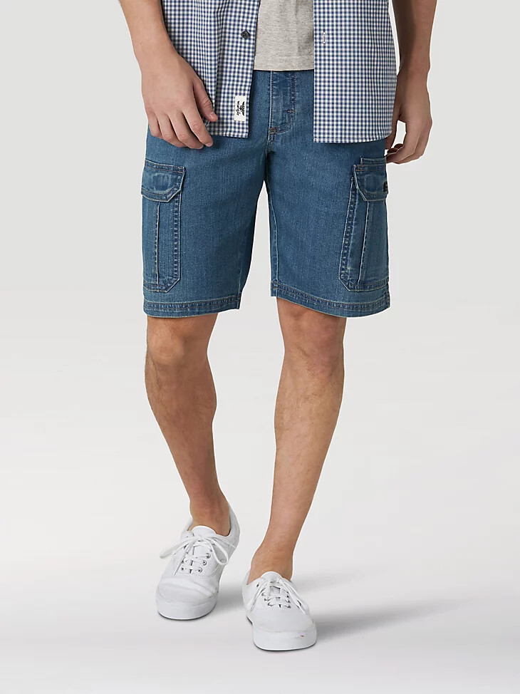 wrangler herren five star premium denim cargo shorts mittlere tönung