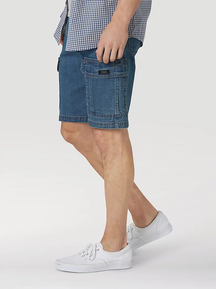 wrangler herren five star premium denim cargo shorts mittlere tönung