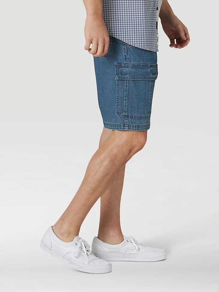 wrangler herren five star premium denim cargo shorts mittlere tönung
