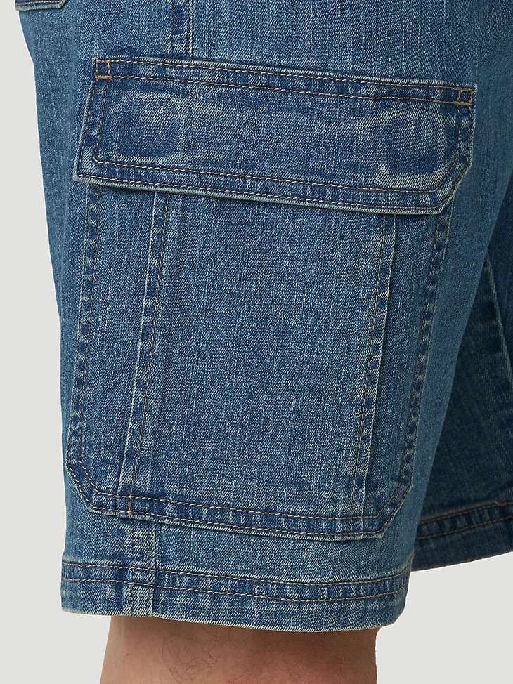 wrangler herren five star premium denim cargo shorts mittlere tönung