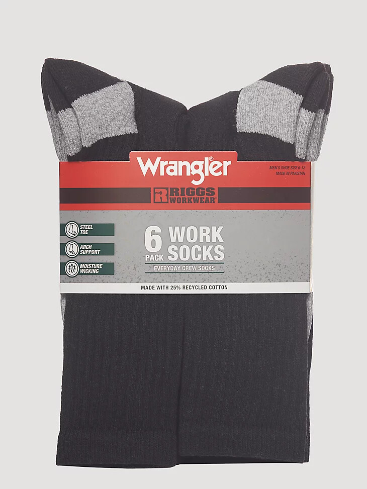 riggs workwear ultra dry crew socken 6er-pack schwarz