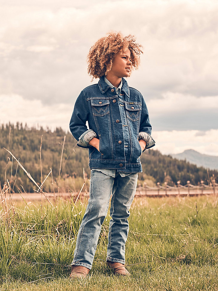 wrangler cowboy cut jeansjacke für jungen ungefüttert vorgewaschen