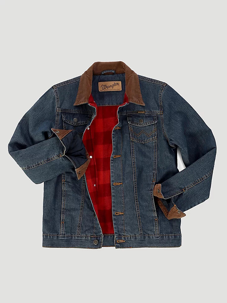 wrangler jeansjacke für jungen mit deckenfutter rustikales blau