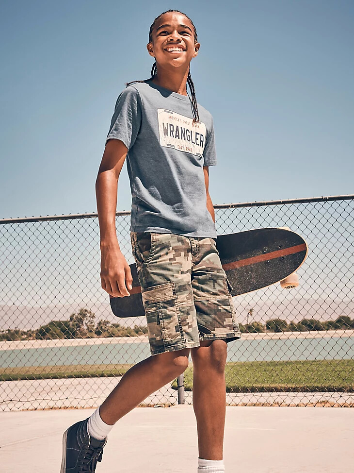 gamer cargo utility short für jungen grün-tarnfarben