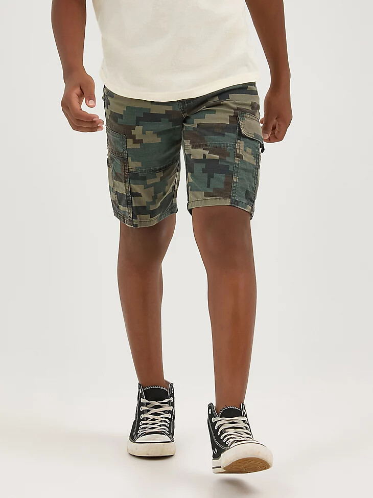 gamer cargo utility short für jungen grün-tarnfarben