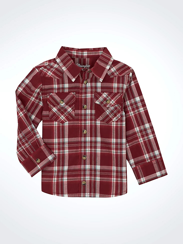 langärmeliges kariertes westernhemd mit druckknöpfen für kleine jungen scarlett