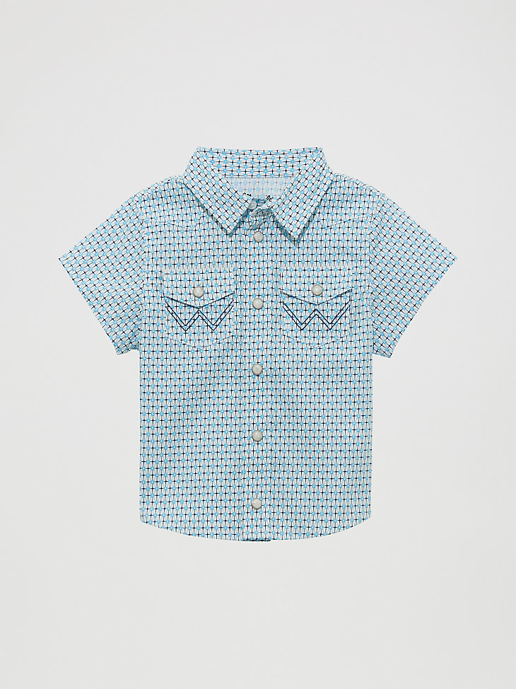 kurzarm-westernhemd mit druckknöpfen für jungen blau zaun