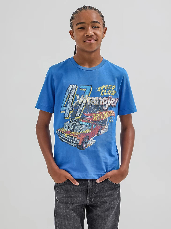 wrangler x hot wheels jungen speed club t-shirt blau