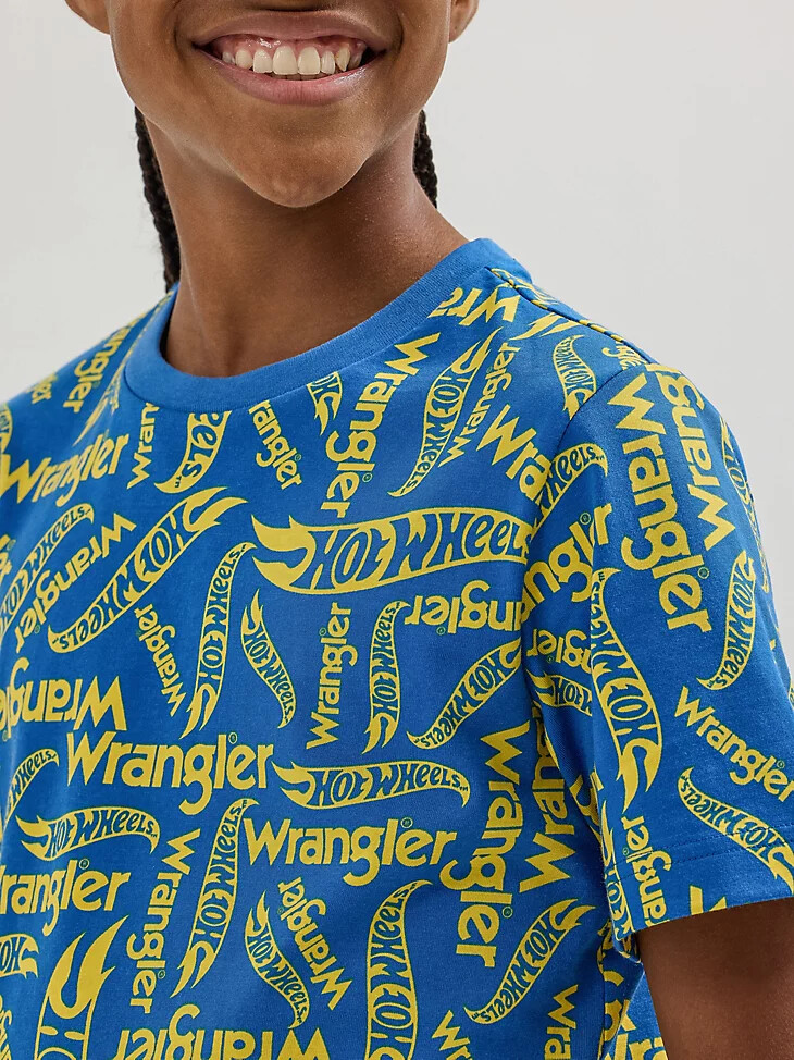 wrangler x hot wheels jungen-logo-t-shirt blau