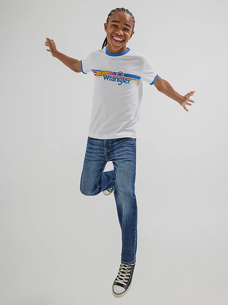 wrangler x hot wheels jungen-t-shirt mit ringer-effekt weißblau