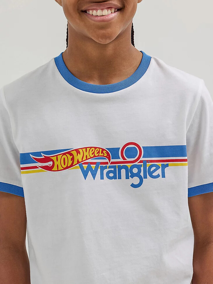 wrangler x hot wheels jungen-t-shirt mit ringer-effekt weißblau