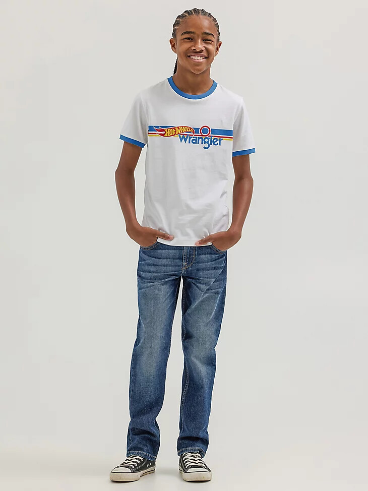 wrangler x hot wheels jungen-t-shirt mit ringer-effekt weißblau