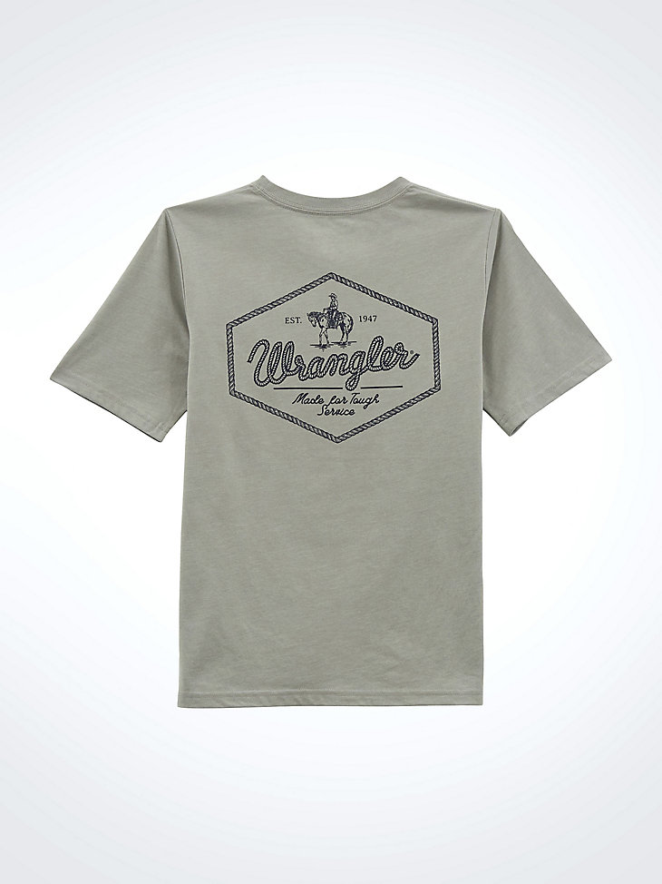 western-t-shirt für jungen mit rückengrafik farbe limestone heather