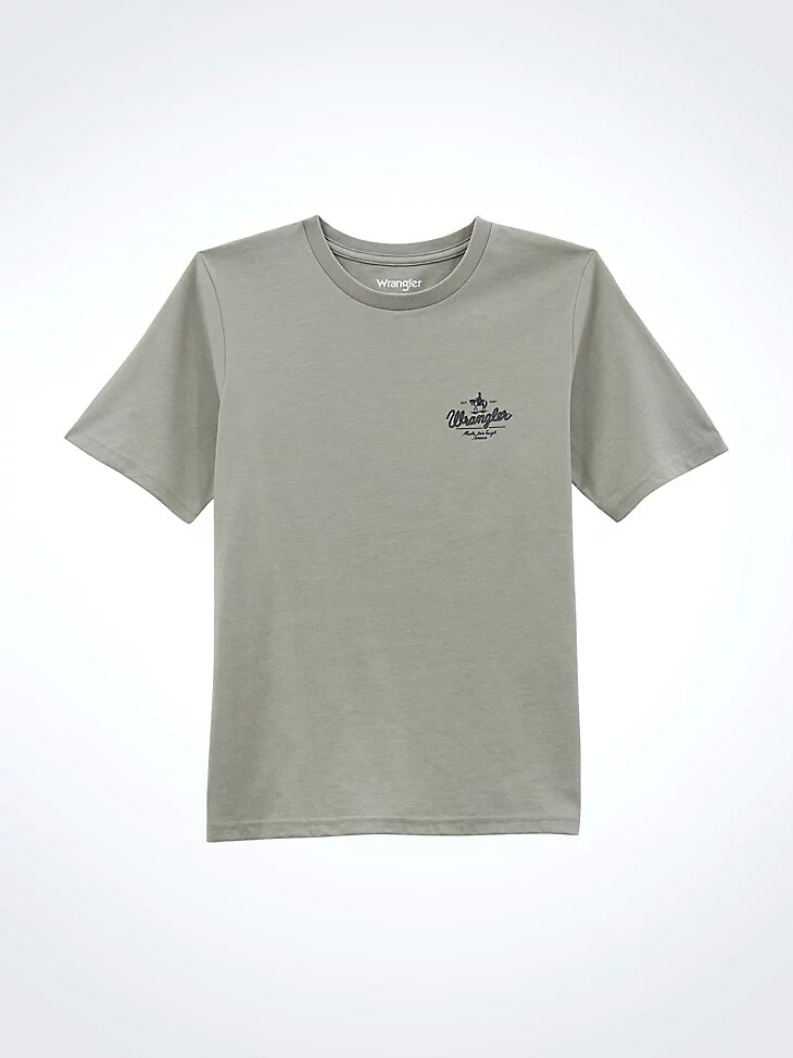 western-t-shirt für jungen mit rückengrafik farbe limestone heather