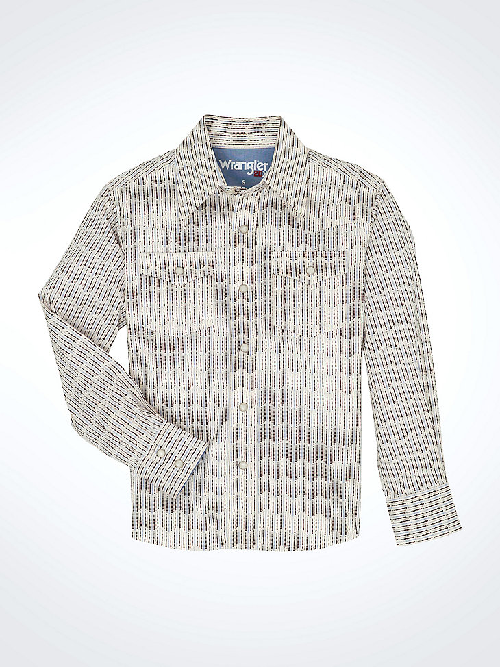 wrangler 20x advanced comfort westernhemd mit druckknöpfen für jungen braun wellenmuster