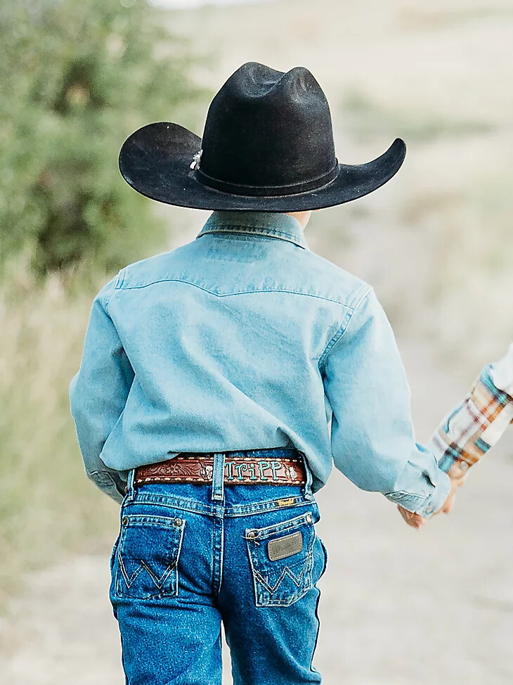 cowboy cut western-hemd mit druckknöpfen für jungen aus denim