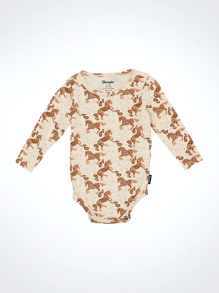 weißer baby-body mit western-print für mädchen