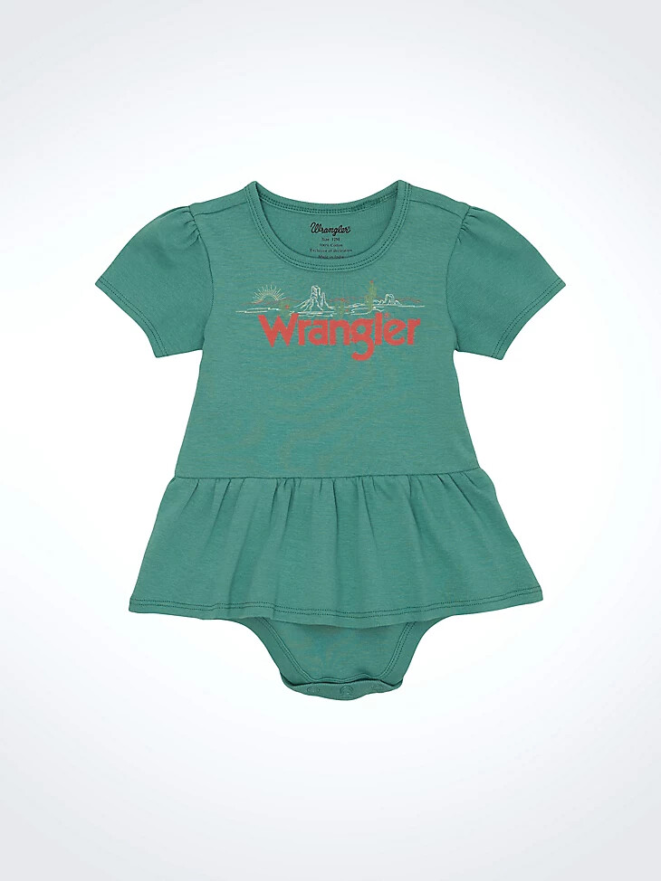 kurzarm-body mit logo und rock für babys mädchen türkis