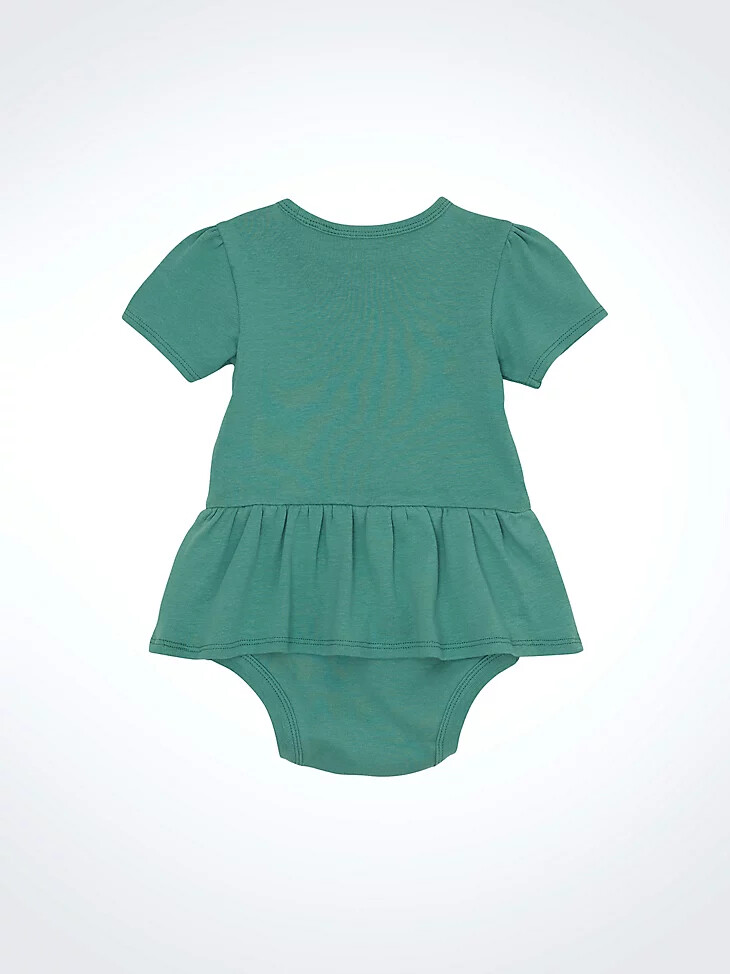 kurzarm-body mit logo und rock für babys mädchen türkis
