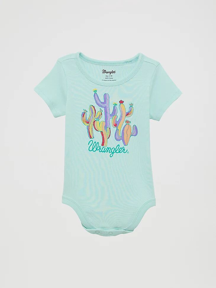 baby-mädchen-strickbody mit western-motiv türkis