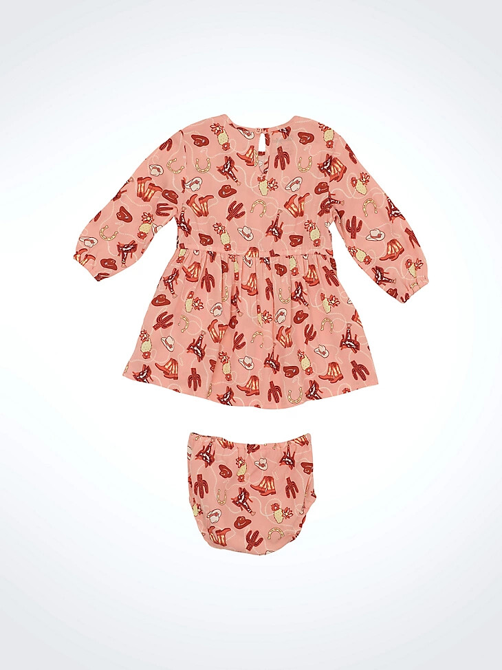 rosa rüschenkleid mit print für kleine mädchen