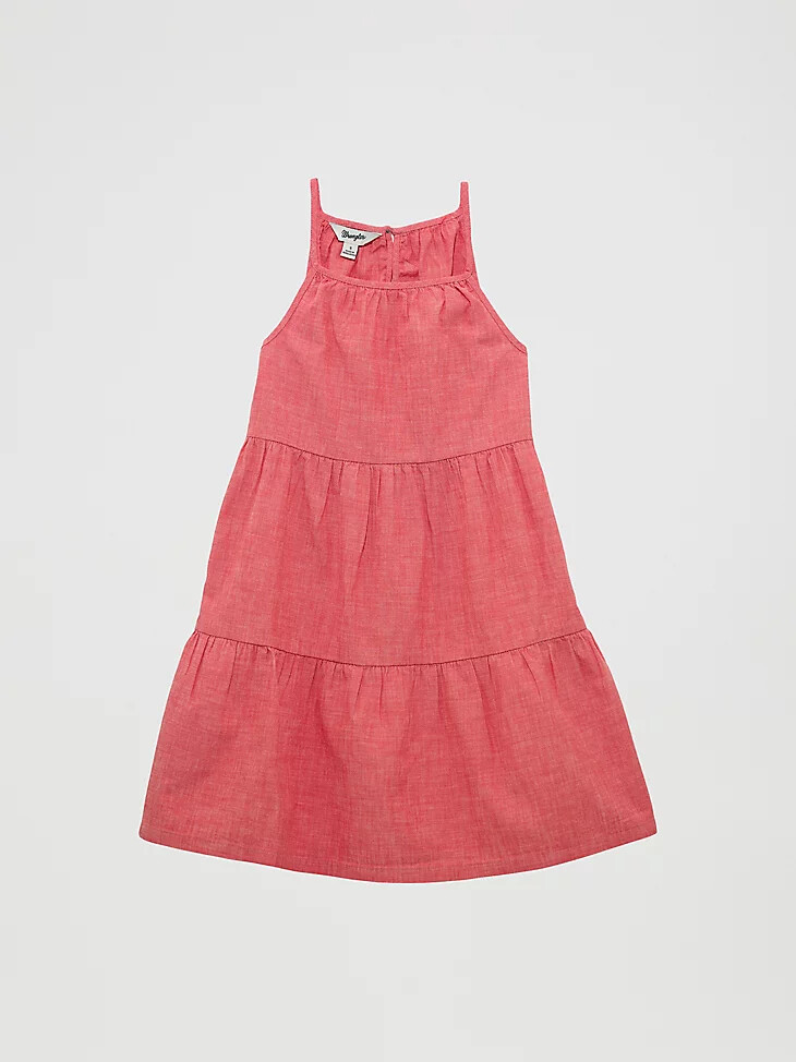 rotes gestuftes tank-maxikleid für mädchen