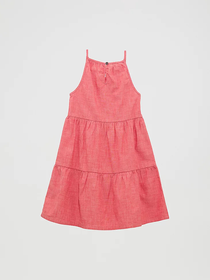 rotes gestuftes tank-maxikleid für mädchen