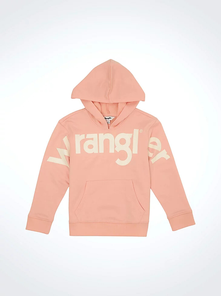 mädchen-hoodie von wrangler mit auffälligem logo pink