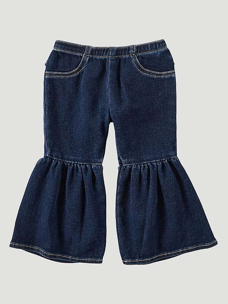 rüschen-jeans mit ausgestelltem bein für kleine mädchen