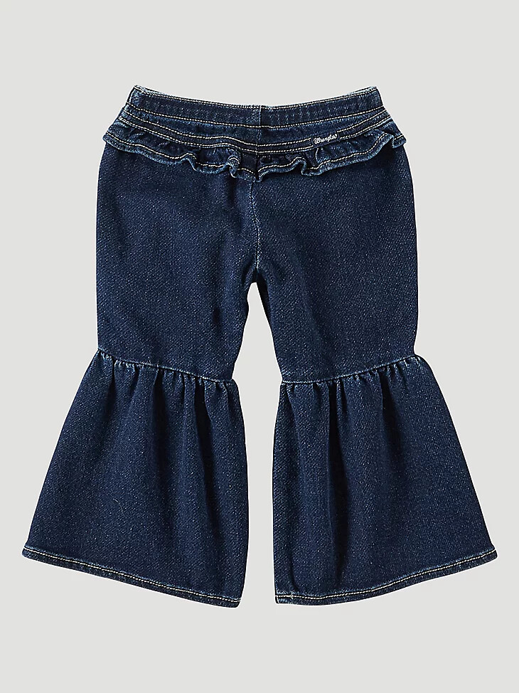rüschen-jeans mit ausgestelltem bein für kleine mädchen